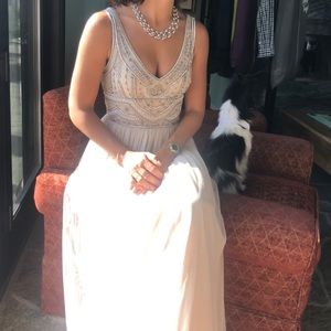 BHLDN Floor-length embroidered dress